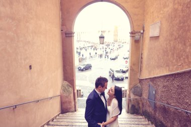 neşeli gelin ve damat