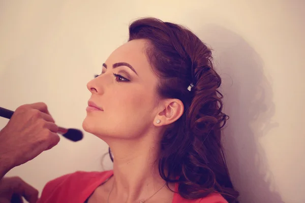 Žena v make-upu studio — Stock fotografie