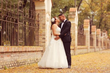 Gelin ve damat parkta