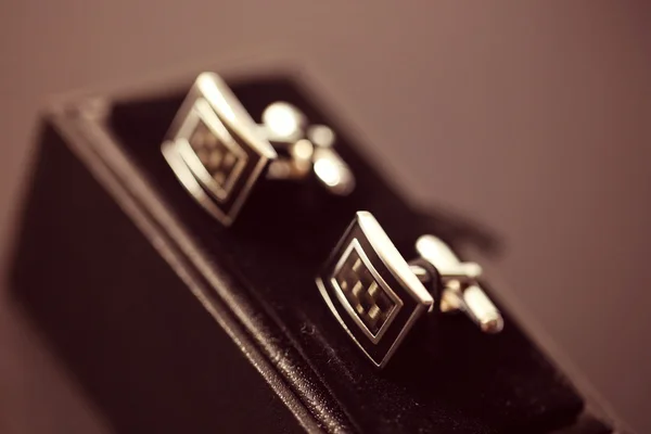 Cuff links in a box — Stock Photo, Image