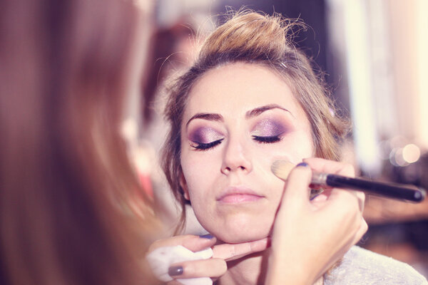 Beautiful woman at make up studio