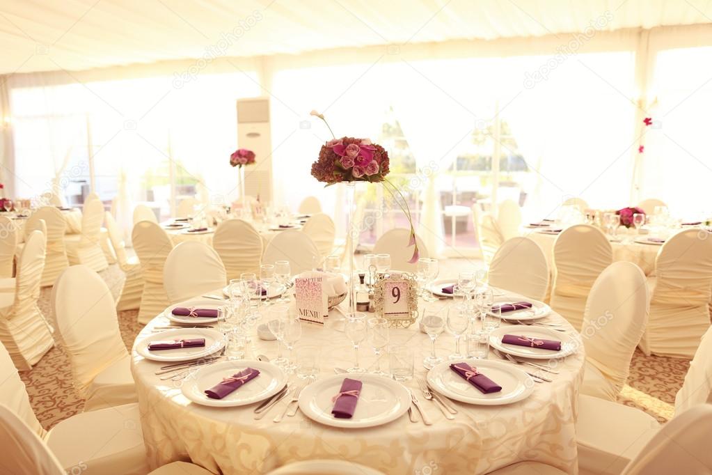 Beautifully decorated wedding table