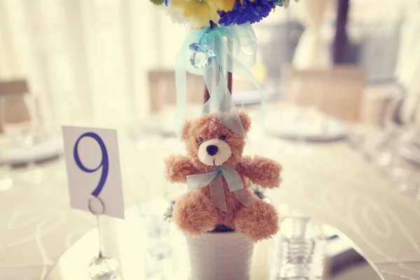 Teddy bear on table decor — Stock Photo, Image