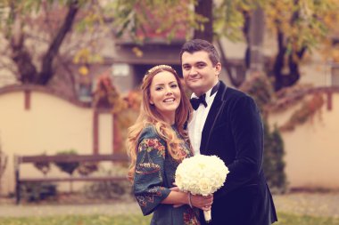 Onların düğün günü gelin Çift