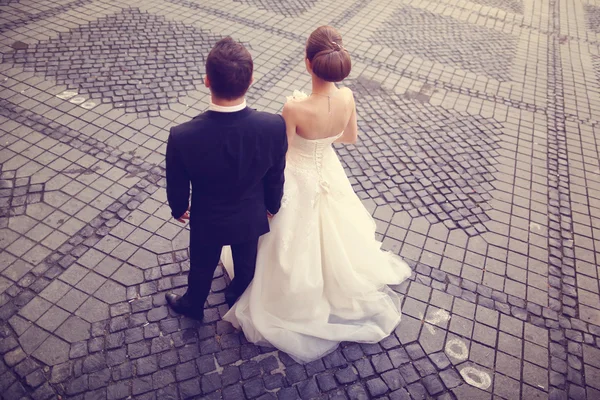 Indietro di sposa e sposo — Foto Stock