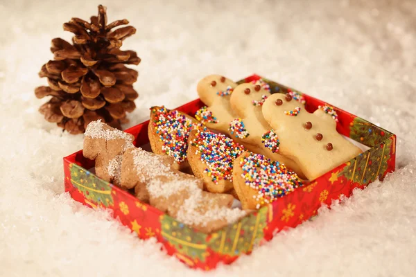 Christmas cookies with snow — Stock Photo, Image