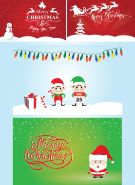 Vektör paketi çizim Noel kartları