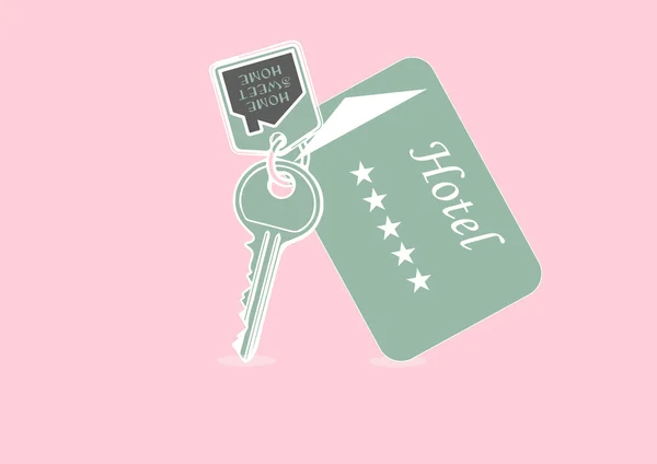 Ilustração vetorial da chave da casa e do cartão do hotel — Vetor de Stock