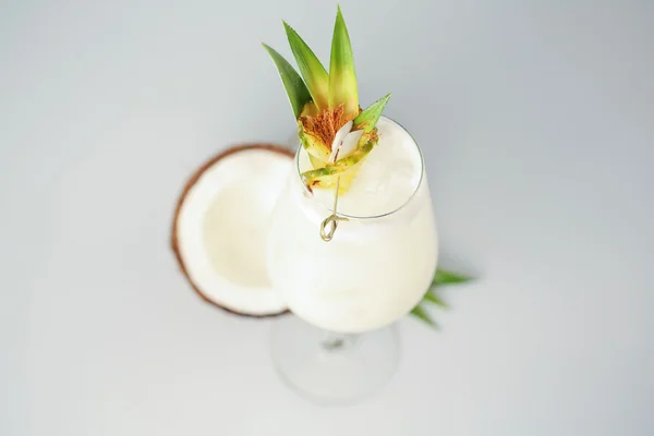 Fresh coconut cocktail in glass — Stock Photo, Image