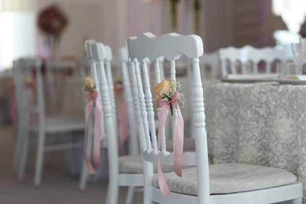 Beautiful white wooden chairs — Stock Photo, Image