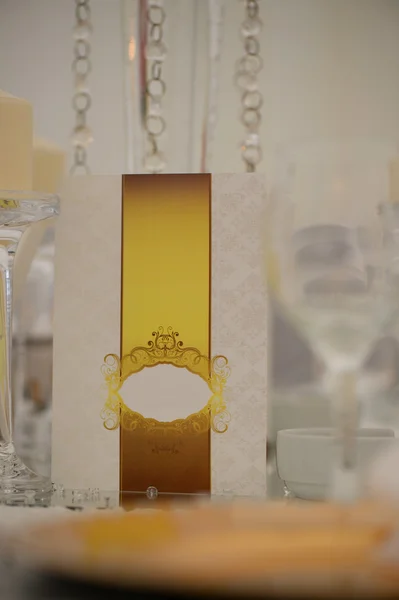 Elegant menu op bruiloft tabel — Stockfoto