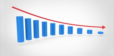 Zamanlama gerileme mavi koloniler ve kırmızı bir ok