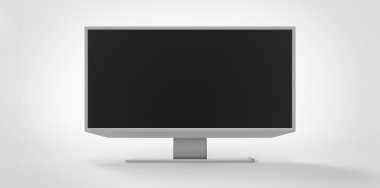 gri gri gümüş metal yansıtıcı 3d Tv Lcd beyaz zemin üzerine demir