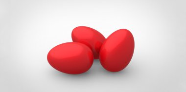 3D kırmızı Paskalya yumurtaları arka plan beyaz