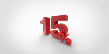 beyaz zemin üzerine kırmızı bir yüzde 15'i harflerin 3D render