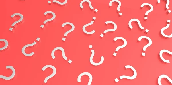 White 3D question marks on red background — Stock Photo, Image
