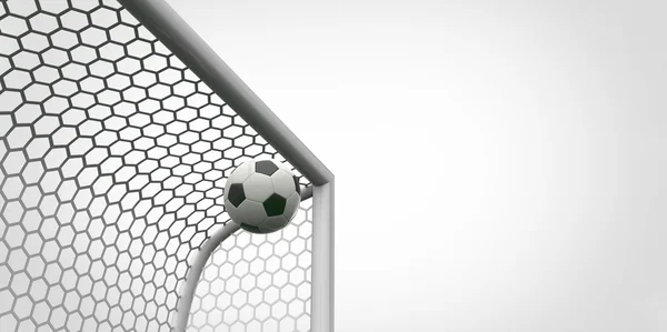 Soccer ball going into the top of the corner of the goal football — Stock Photo, Image