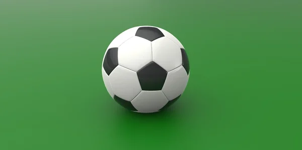 Black and white soccer ball on green background football — Stock Photo, Image