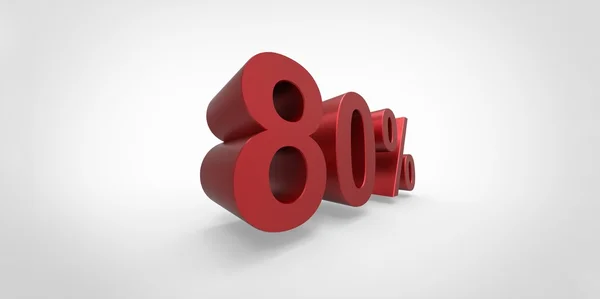 3D rendering fehér alapon piros 80 százaléka levélváltás — Stock Fotó