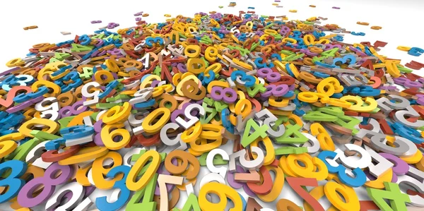 Pilha multi cor 3D de letras do alfabeto sobre fundo branco — Fotografia de Stock