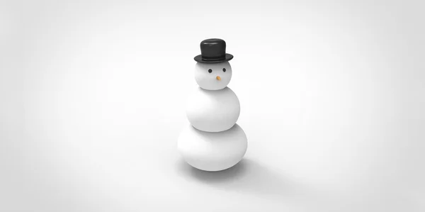3D snögubbe med hatt isolerad på vit — Stockfoto