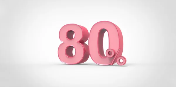 3D visszaadás-ból egy rózsaszín 80 százaléka betűket fehér háttéren — Stock Fotó