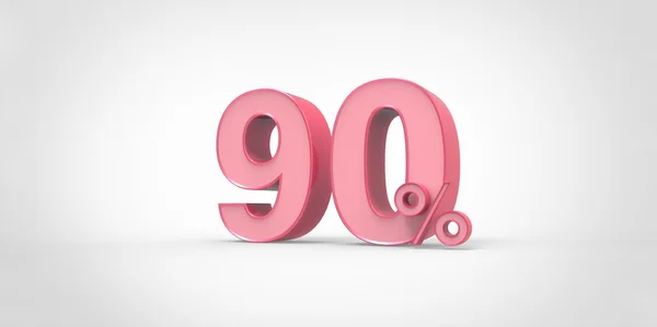 3D renderização de um rosa 90 por cento letras em um fundo branco — Fotografia de Stock