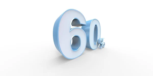 3D visszaadás-ból egy baba kék 60 százaléka betűket fehér háttéren — Stock Fotó