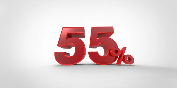 3D rendering fehér alapon piros 55 százalék levélváltás — Stock Fotó
