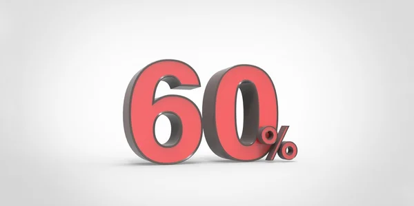 3D renderização de um vermelho 60 por cento letras em um fundo branco — Fotografia de Stock