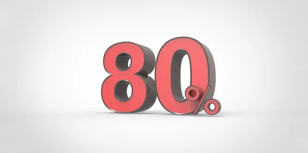 3D rendering of a red 80 percent letters on a white background — Stock Photo, Image