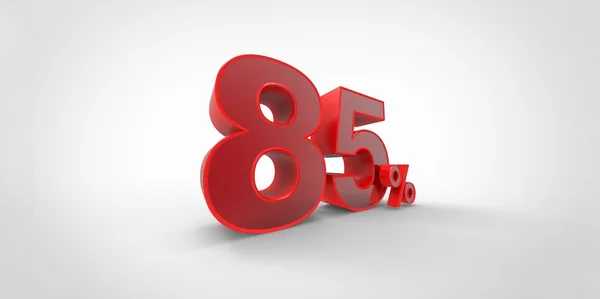 3D renderização de um vermelho 85 por cento letras em um fundo branco — Fotografia de Stock