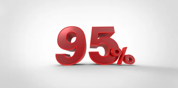 3D renderização de um vermelho 95 por cento letras em um fundo branco — Fotografia de Stock