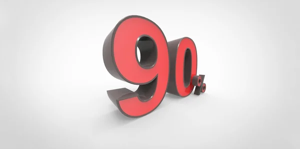 3D renderização de um vermelho 90 por cento letras em um fundo branco — Fotografia de Stock