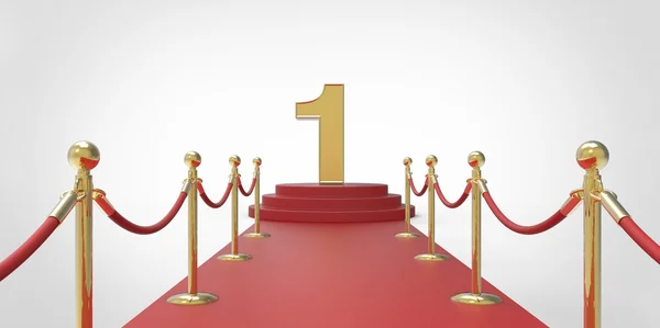 1 altın kırmızı halı VIP yol altın çit beyaz gri arka plan üzerinde numara