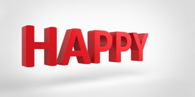 Beyaz gri arka plan üzerinde mutlu 3d kırmızı metin