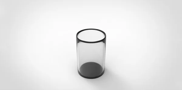 3d 透明的黑色玻璃，白色灰色灰色背景 — 图库照片