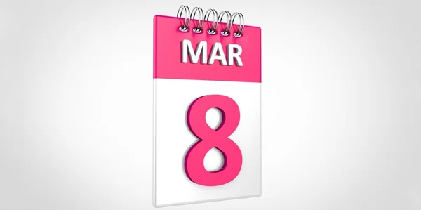 흰색과 핑크 3d 달력 8 3 월 여성의 날 — 스톡 사진