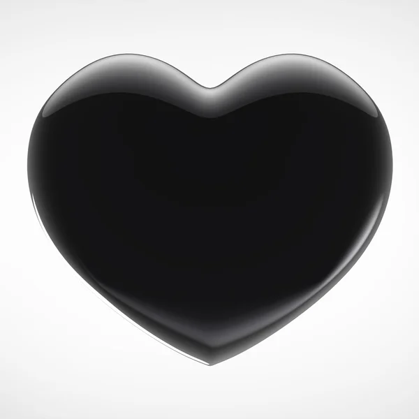 Forma de corazón de metal negro 3D sobre un fondo blanco —  Fotos de Stock