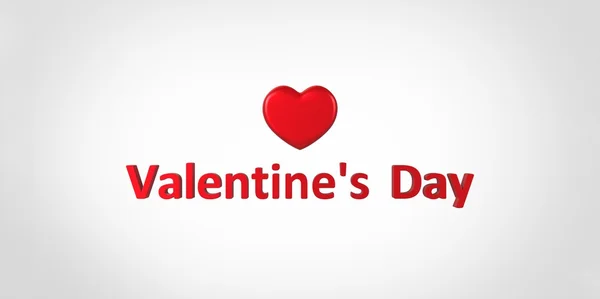 День Святого Валентина 3d червоний текст і серце на білому сірий фон — стокове фото