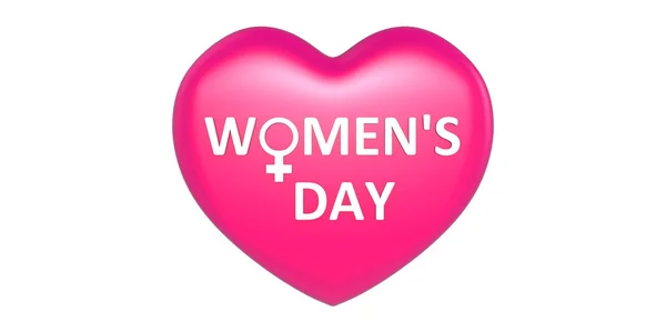 粉红快乐的女人一天的心女人符号上白色灰色背景的 3d 文字 — 图库照片