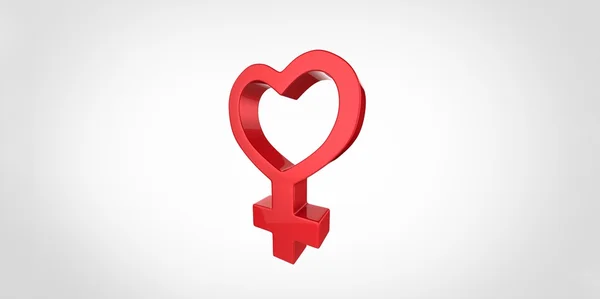 3D red heart shaped Woman symbol on a plain background — Stock Photo, Image