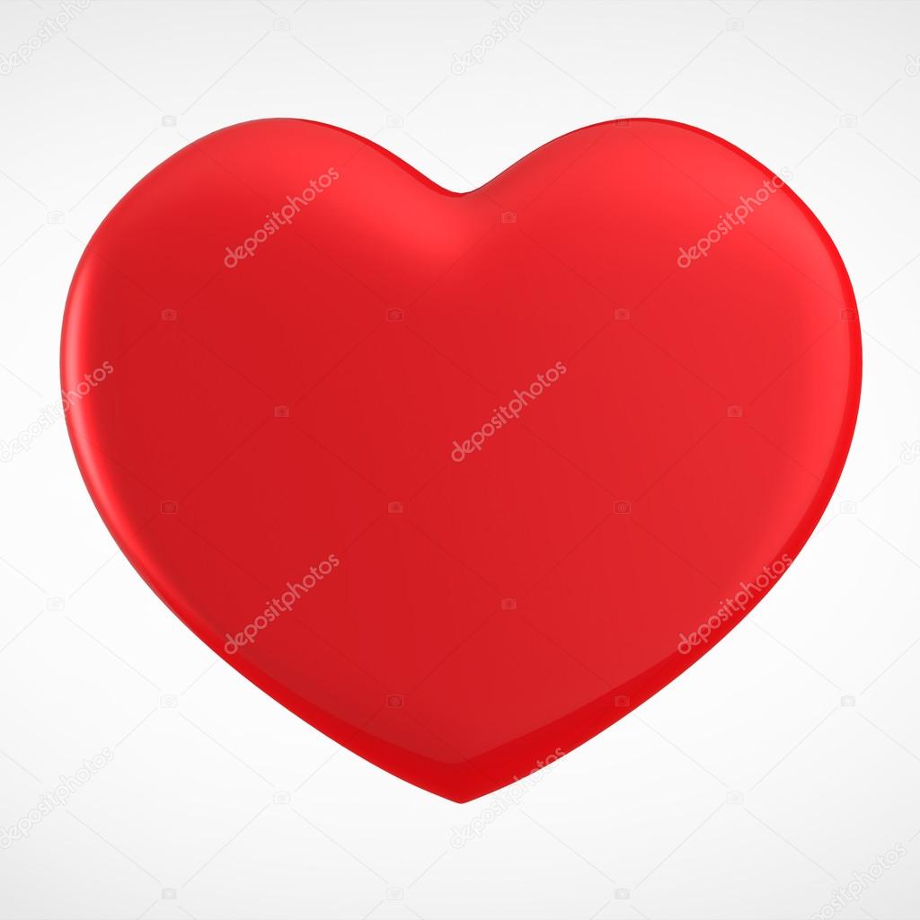 3D red Heart Shape on a white background