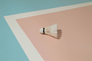 Beyaz badminton topu ile yapılan kompozisyon. Sanat kavramı.