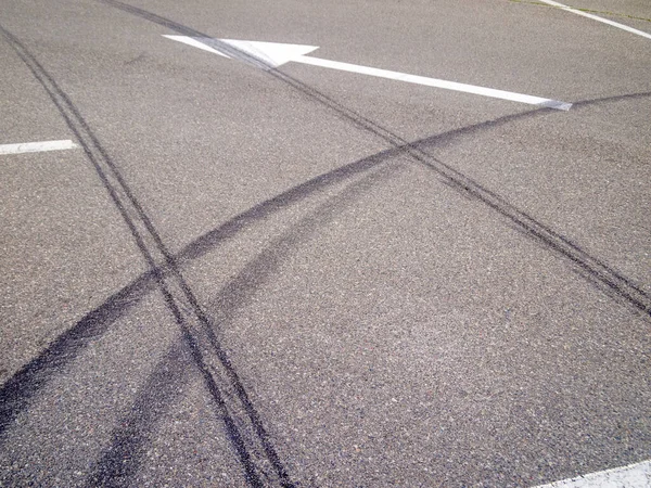 Black Tire Marks Asphalt — Stock Photo, Image