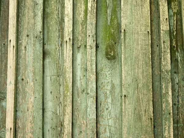 Part Green Wooden Fence Vertical Panels Rough Uneven Surface — Stock Photo, Image