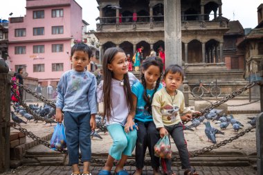 Shyness of Nepali childrens clipart