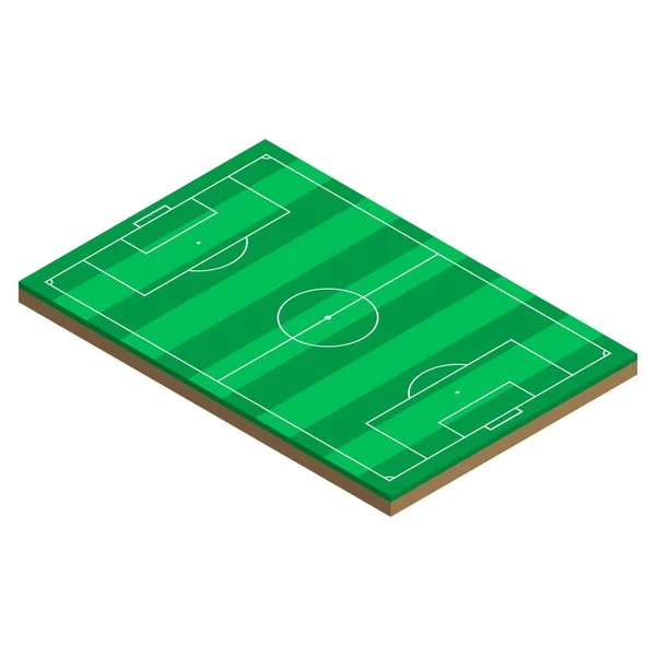 Campo Futebol Isométrico Campo Futebol Grama Verde Design Modelo Para —  Vetores de Stock