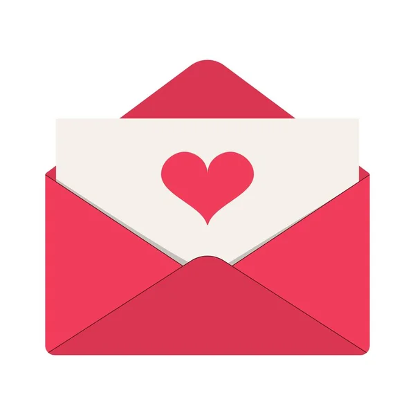 Ikona Milostného Dopisu Růžová Obálka Červeným Srdcem Kartě Šablona Design — Stockový vektor