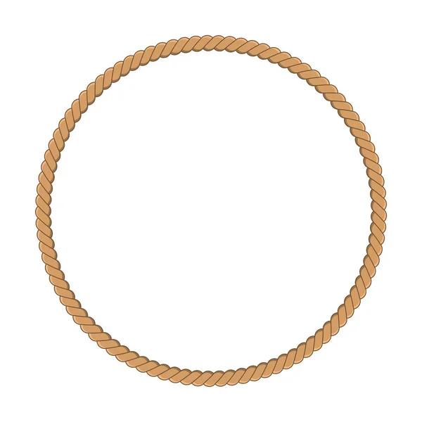 Cadre Rond Corde Style Marin Bordure Cercle Tissé Corde Jaune — Image vectorielle